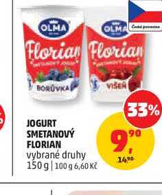JOGURT SMETANOVÝ FLORIAN vybrané druhy 150 g 