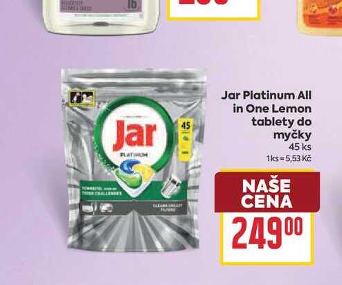 Jar Platinum All in One Lemon tablety do myčky 45 ks BILLA
