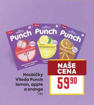 Houbičky Vileda Punch lemon, apple a orange 1ks BILLA