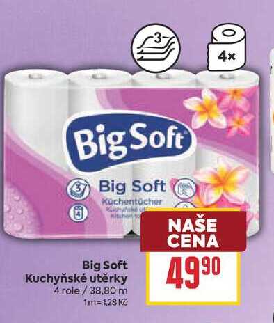 Big Soft Kuchyňské utěrky 4 role BILLA
