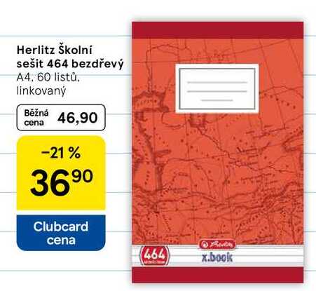 Herlitz Školní sešit 464 bezdřevý, A4, 60 listů, linkovaný