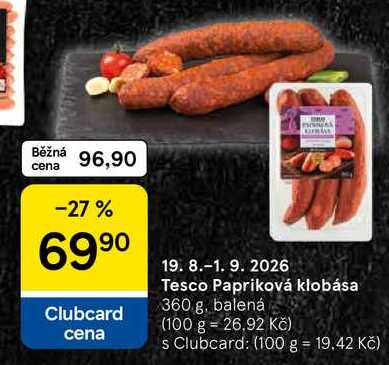 Tesco Papriková klobása, 360 g