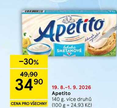 Apetito tavený sýr, 140g