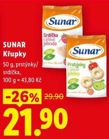 Sunar Křupky, 50 g, prstýnky/ srdíčka, 100 g 