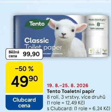 Tento Toaletní papír, 8 rolí, 3 vrstvy, více druhů
