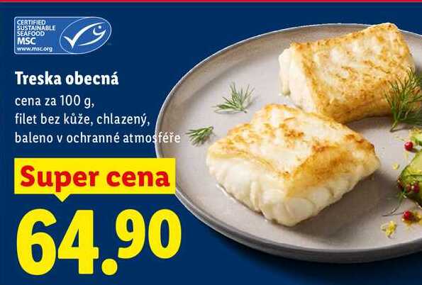 Treska obecná, cena za 100 g 