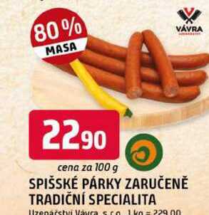 SPIŠSKÉ PÁRKY 100g