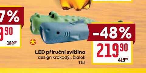 LED příruční svítilna design krokodýl, žralok 1ks