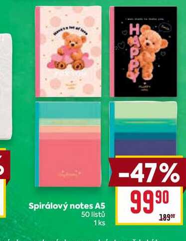 Spirálový notes A5 50 listů 1ks