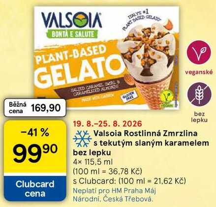 Valsoia Rostlinná Zmrzlina s tekutým slaným karamelem bez lepku, 4x 115,5 ml