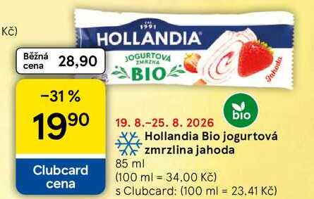 Hollandia Bio jogurtová zmrzlina jahoda, 85 ml