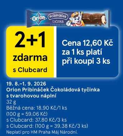 Orion Pribináček Čokoládová tyčinka s tvarohovou náplní, 32 g