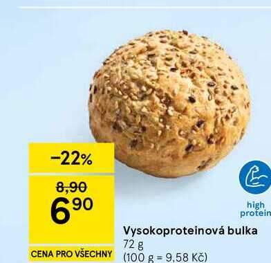 Vysokoproteinová bulka, 72 g  