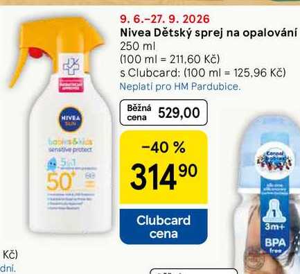 Nivea Dětský sprej na opalování, 250 ml Tesco