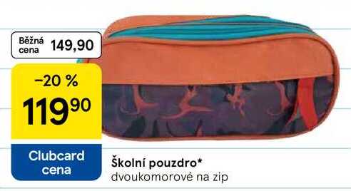 Školní pouzdro, dvoukomorové na zip 