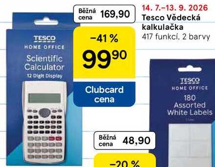 Tesco Vědecká kalkulačka 417 funkcí, 2 barvy