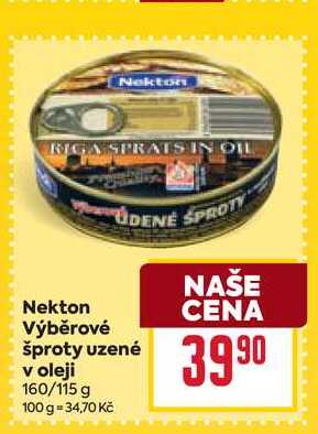 Nekton Výběrové šproty uzené v oleji 160/115 g