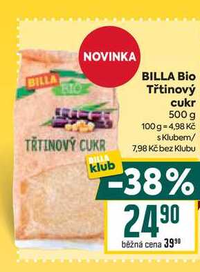 BILLA BIO Třtinový cukr 500g
