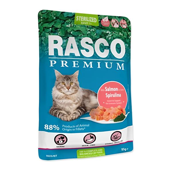 Rasco Premium Kapsička pro kastrované kočky - losos se spirulinou