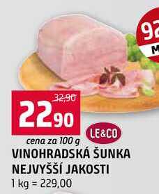 VINOHRADSKÁ ŠUNKA NEJVYŠŠÍ JAKOSTI 100g