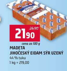 MADETA JIHOČESKÝ EIDAM SÝR UZENÝ 44% tuku 100g