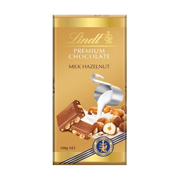 Lindt Čokoláda Gold Tablet Premium Mléčná s celými lískovými ořechy