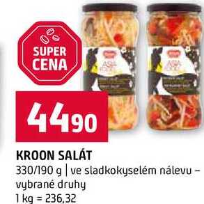 KROON SALÁT 330/190 g ve sladkokyselém nálevu vybrané druhy 