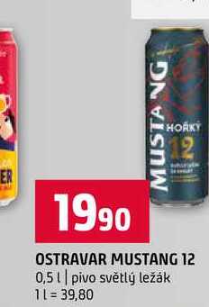 OSTRAVAR MUSTANG 12 0,5l pivo světlý ležák