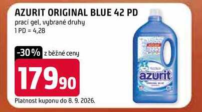 AZURIT ORIGINAL BLUE 42 PD prací gel, vybrané druhy Terno