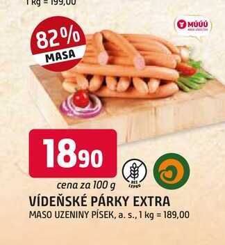 VÍDEŇSKÉ PÁRKY EXTRA 100g
