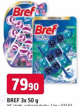 Bref Color Aktiv WC blok 3x50ml, vybrané druhy 150g Trefa