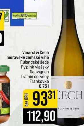 Vinařství Čech moravské zemské víno Rulandské šedé Ryzlink vlašský Sauvignon Tramín červený Frankovka 0,75l