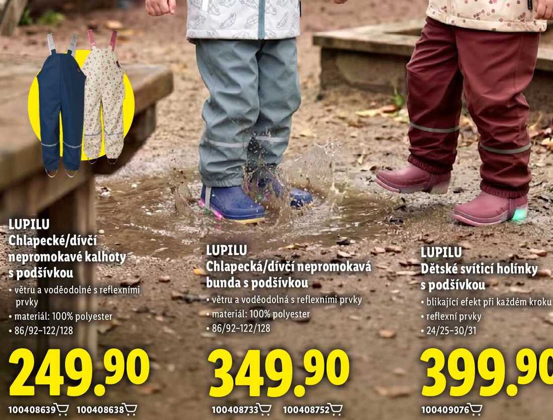 LUPILU Chlapecké/dívčí nepromokavé kalhoty s podšívkou Lidl