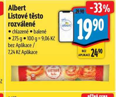 Albert Listové těsto rozválené • chlazené 275 g