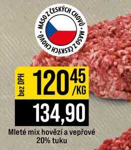 Mleté mix hovězí a vepřové 20% tuku 1kg
