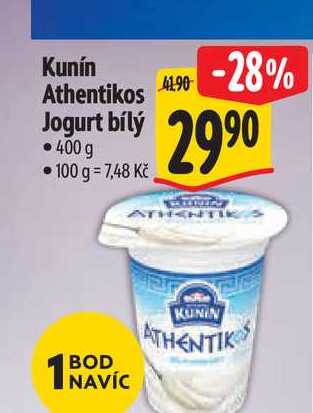 Kunín Athentikos Jogurt bílý 400 g