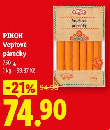 PIKOK Vepřové párečky, 750 g