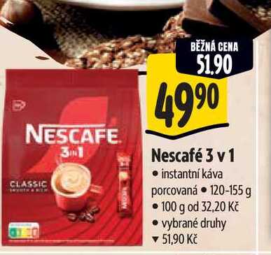 Nescafé 3 v 1 instantní káva porcovaná 120-155 g