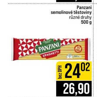 Panzani semolinové těstoviny různé druhy 500 g