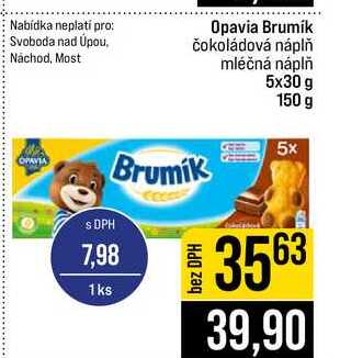 Opavia Brumik čokoládová náplň mléčná náplň 5x30 g 150 g 