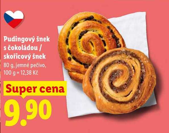 Pudingový šnek s čokoládou/skořicový šnek, 80 g,