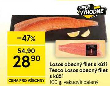 Losos obecný filet s kůží, 100 g