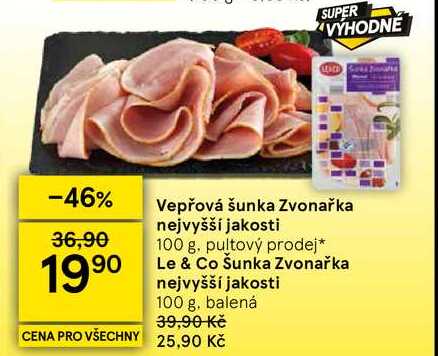 Vepřová šunka Zvonařka nejvyšší jakosti, 100 g