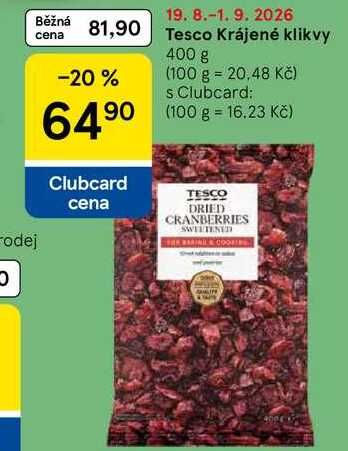 Tesco Krájené klikvy, 400 g
