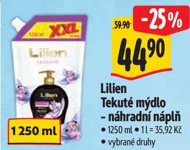 Lilien Tekuté mýdlo - náhradní náplň, 1250 ml Albert