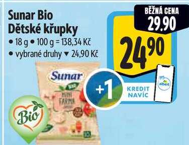 Sunar Bio Dětské křupky, 18 g Albert