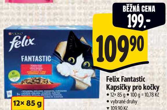 Felix Fantastic Kapsičky pro kočky, 12x 85 g