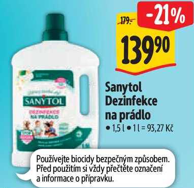Sanytol Dezinfekce na prádlo, 1,5 l Albert