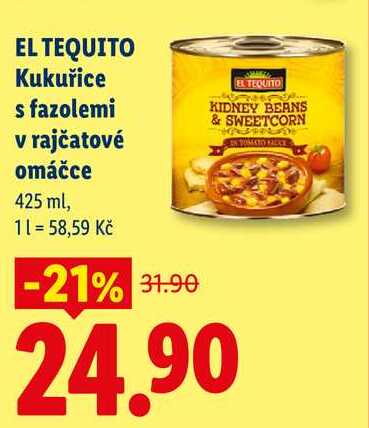 EL TEQUITO Kukuřice s fazolemi v rajčatové omáčce, 425 ml