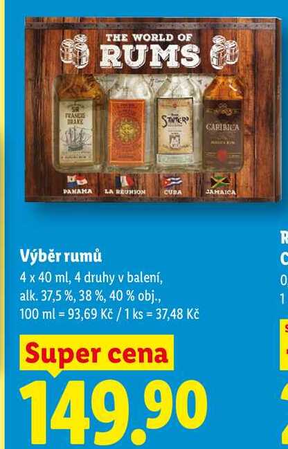 Výběr rumů, 4x 40 ml